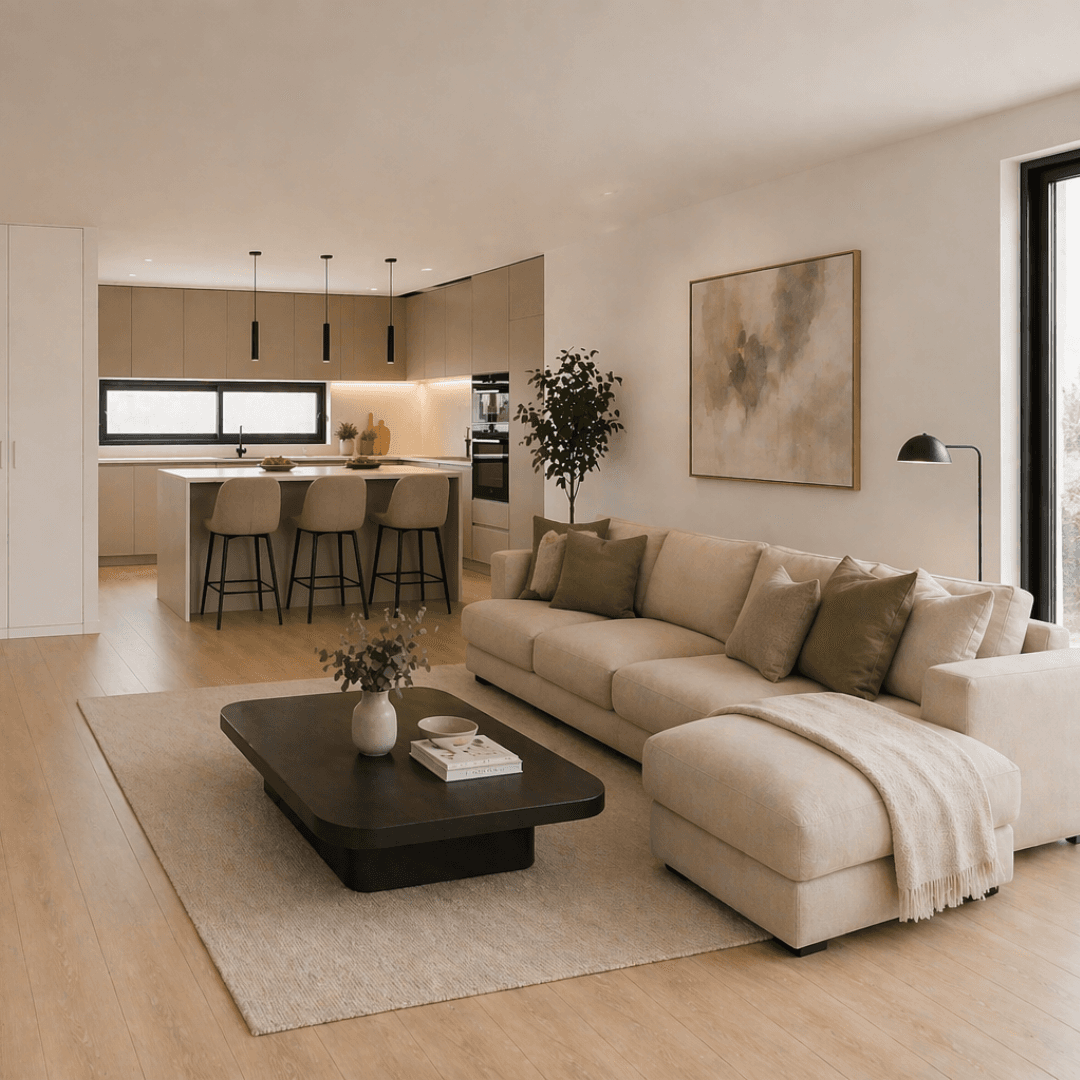 Sala de estar após home staging digital